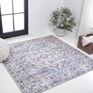 Didim Boho Gray Medallion Washable Area Rug