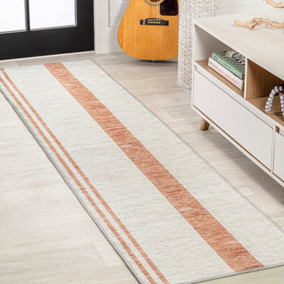 Raita Modern Distressed Stripe Machine-washable Area Rug