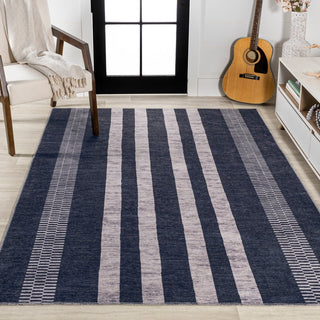 Vichy Geometric Striped Machine-washable Area Rug