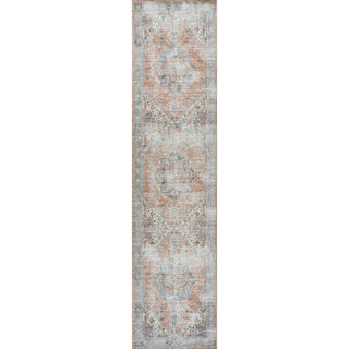 Armae Distressed Medallion Chenille Machine-washable Area Rug