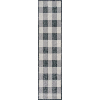 Gingham Gradient Plaid Cottage Machine-washable Area Rug