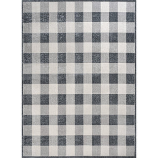 Gingham Gradient Plaid Cottage Machine-washable Area Rug