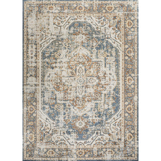 Keesha Bold Distressed Medallion Low-Pile Machine-Washable Area Rug
