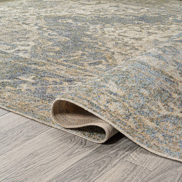 Pavel Distressed Medallion Low-Pile Machine-Washable Area Rug
