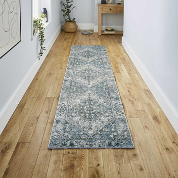 Pavel Distressed Medallion Low-Pile Machine-Washable Area Rug