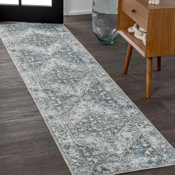 Pavel Distressed Medallion Low-Pile Machine-Washable Area Rug
