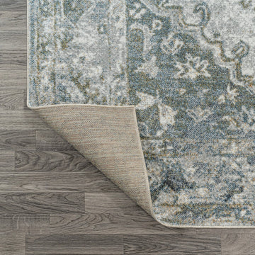 Pavel Distressed Medallion Low-Pile Machine-Washable Area Rug