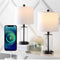 Abner 21" Glass Modern Contemporary USB Charging LED Table Lamp