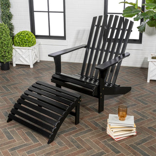 Saranac 2-Piece Traditional Rustic Acacia Wood Adirondack Chair with Detachable Ottoman - JONATHAN Y