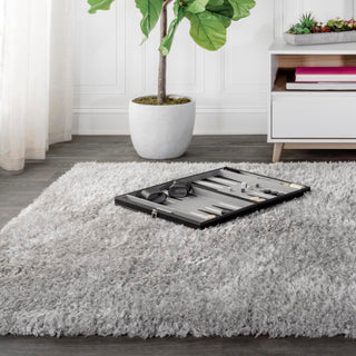 Aydin Solid Plush Shag Area Rug - JONATHAN Y