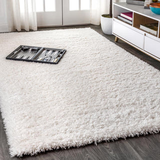 Aydin Solid Plush Shag Area Rug - JONATHAN Y
