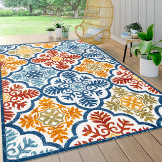 Cassis Ornate Ogee Trellis High-low Indoor/outdoor Area Rug