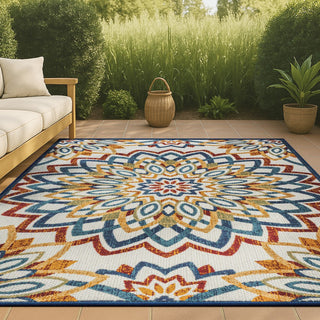 Flora Abstract Bold Mandala High-low Indoor/outdoor Area Rug