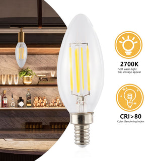 Vintage Non-Dimmable C35-4W LED Edison Glass Bulbs with E12 Base - JONATHAN Y
