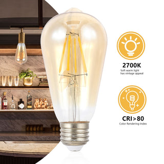 Vintage Non-Dimmable ST58-4W LED Edison Glass Bulbs with E26 Base - JONATHAN Y