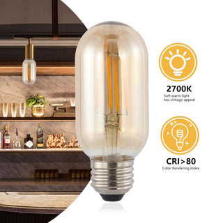 Industrial Non-Dimmable T45-4W LED Edison Glass Bulbs with E26 Base - JONATHAN Y