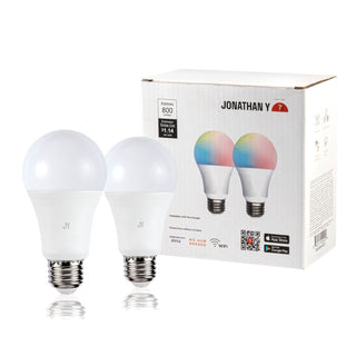 Smart A19 Dimmable Light Bulb - Dimmable Color Changing LED; Compatible with Alexa and Google Home Assistant - JONATHAN Y