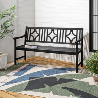 Sloane Ogee Diamond-Back 600-Lbs Support Acacia Wood Outdoor Garden Patio Bench - JONATHAN Y