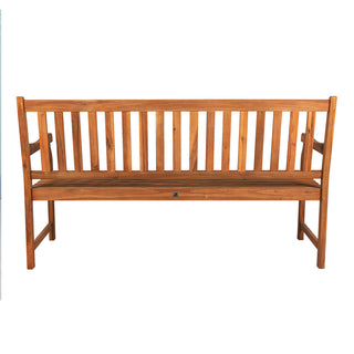 Laurel Slat-Back 600-Lbs Support Acacia Wood Outdoor Garden Patio Bench - JONATHAN Y