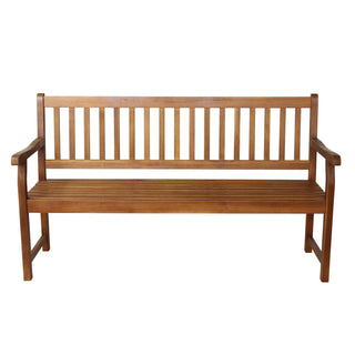 Laurel Slat-Back 600-Lbs Support Acacia Wood Outdoor Garden Patio Bench - JONATHAN Y