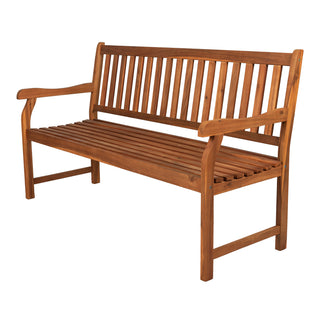 Laurel Slat-Back 600-Lbs Support Acacia Wood Outdoor Garden Patio Bench - JONATHAN Y