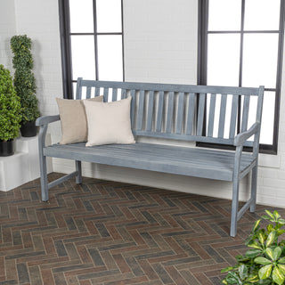 Laurel Slat-Back 600-Lbs Support Acacia Wood Outdoor Garden Patio Bench - JONATHAN Y