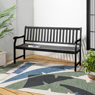 Laurel Slat-Back 600-Lbs Support Acacia Wood Outdoor Garden Patio Bench - JONATHAN Y