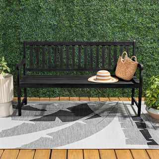Laurel Slat-Back 600-Lbs Support Acacia Wood Outdoor Garden Patio Bench - JONATHAN Y