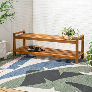 Blane 50.8" 3-Seat Mid-Century Modern 600-Lbs Support Acacia Wood Slat Outdoor Garden Patio Bench - JONATHAN Y