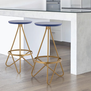Spiroa 30" Modern Industrial Metal Backless Circular Bar Stool - JONATHAN Y