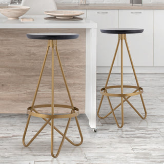Spiroa 30" Modern Industrial Metal Backless Circular Bar Stool - JONATHAN Y