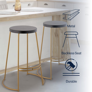 Hula 28.75" Modern Designer Iron Curved Backless Bar Stool - JONATHAN Y