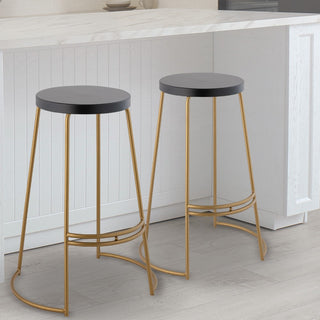 Hula 28.75" Modern Designer Iron Curved Backless Bar Stool - JONATHAN Y
