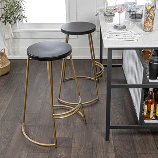 Hula 28.75" Modern Designer Iron Curved Backless Bar Stool - JONATHAN Y