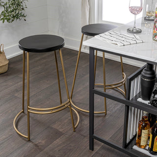 Hula 28.75" Modern Designer Iron Curved Backless Bar Stool - JONATHAN Y