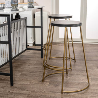 Hula 28.75" Modern Designer Iron Curved Backless Bar Stool - JONATHAN Y