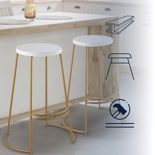 Hula 28.75" Modern Designer Iron Curved Backless Bar Stool - JONATHAN Y
