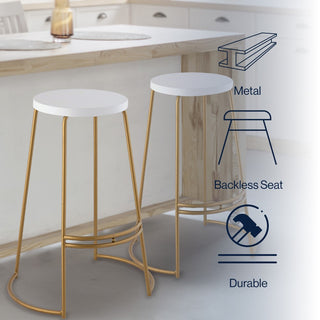 Hula 28.75" Modern Designer Iron Curved Backless Bar Stool - JONATHAN Y