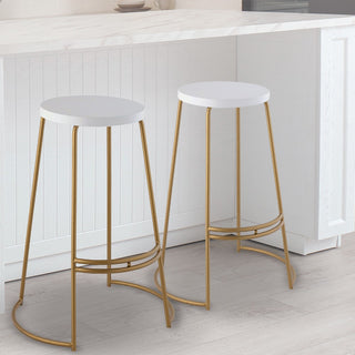Hula 28.75" Modern Designer Iron Curved Backless Bar Stool - JONATHAN Y