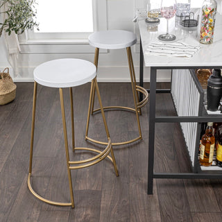 Hula 28.75" Modern Designer Iron Curved Backless Bar Stool - JONATHAN Y