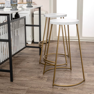 Hula 28.75" Modern Designer Iron Curved Backless Bar Stool - JONATHAN Y