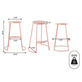 Hula 28.75" Modern Designer Iron Curved Backless Bar Stool