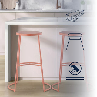 Hula 28.75" Modern Designer Iron Curved Backless Bar Stool