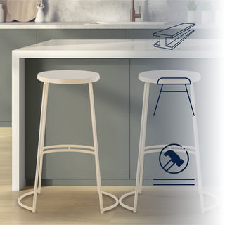 Hula 28.75" Modern Designer Iron Curved Backless Bar Stool