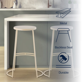 Hula 28.75" Modern Designer Iron Curved Backless Bar Stool