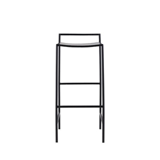Svelte 30" Coastal Contemporary Iron Saddle-Seat Low-Back Bar Stool with Foot Rest - JONATHAN Y