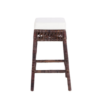 Bali Rustic Bohemian Hyacinth/Wood Backless Counter Stool - JONATHAN Y