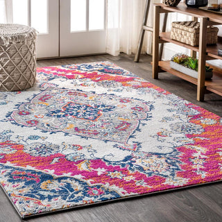 Bright bohemian Flair Boho Vintage Medallion Area Rug - JONATHAN Y