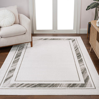 Athens Classic Border Marble Pattern High-low Area Rug