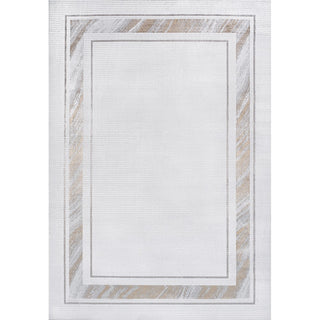 Athens Classic Border Marble Pattern High-low Area Rug